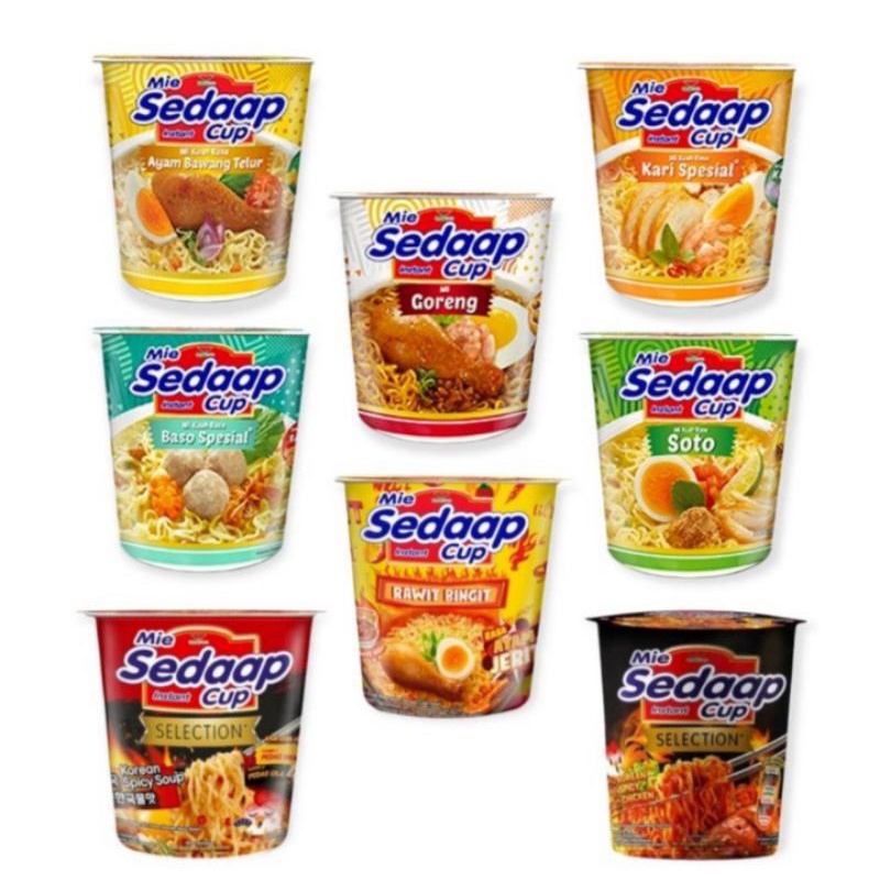 

mie sedap cup kuah & cup goreng all varian mix