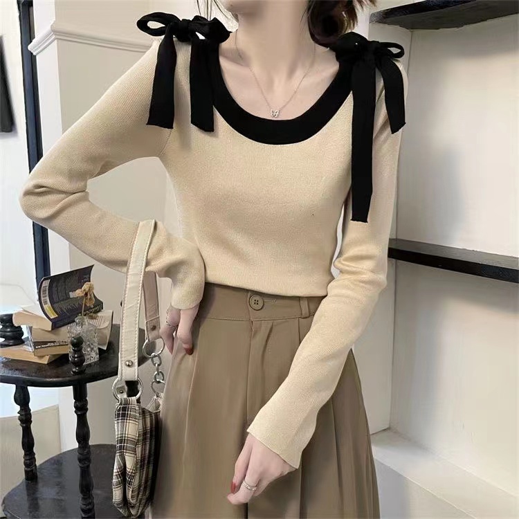 Regina Blouse Ribbon Knit - Sweater Blouse Rajut - Atasan Wanita Import TM (31001)