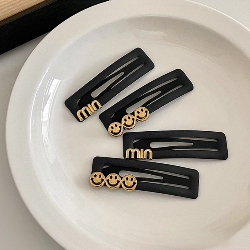 Jepit Rambut Wanita Korea Hitam Minimalis Letter Card Side Bangs Clip Klip BB