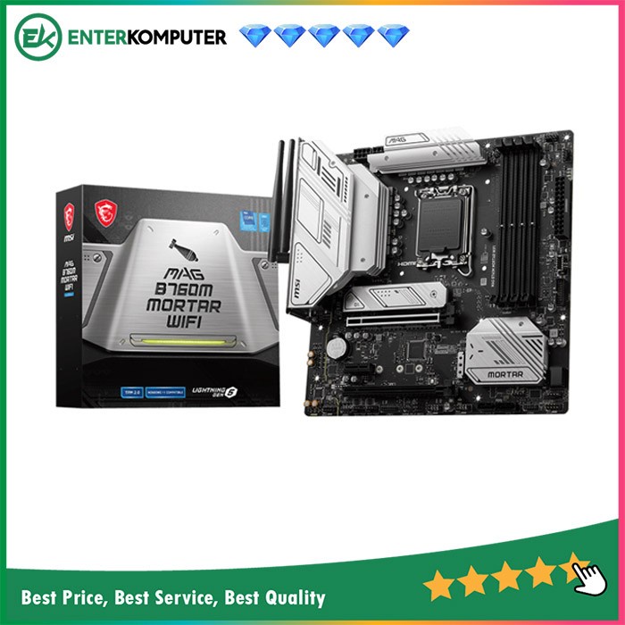 MSI MAG B760M Mortar WIFI (LGA1700, B760, DDR5, USB3.2 Type-C, SATA3)