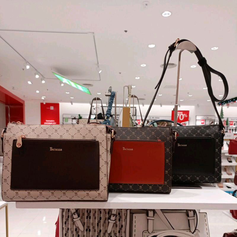 Monogram Selempang Bellezza Bhw111 Fashion Original Counter Store Tas Wanita Motif Sale