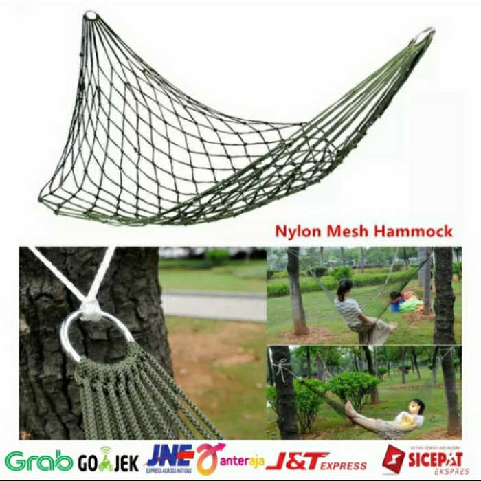 Hammock Hammock Ayunan Gantung Tali Rajut Nylon Hamock Jaring Single