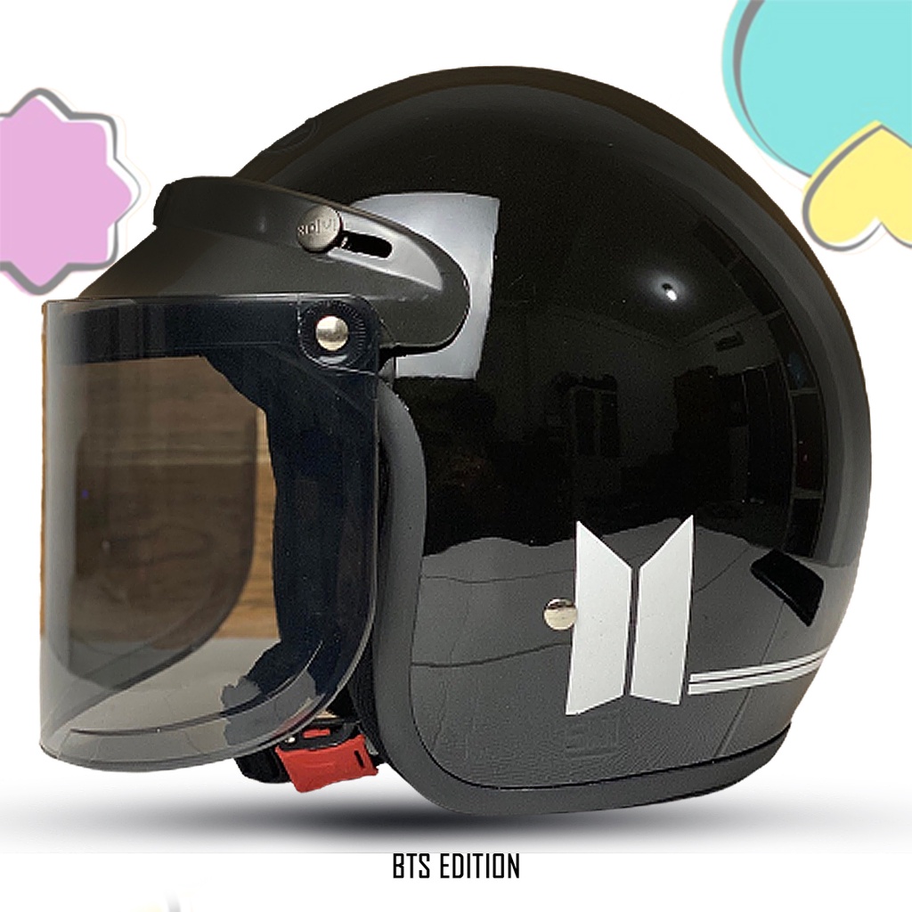 Helm Bogo Motif BTS / Helm Bogo Retro Dewasa SNI Kaca Datar Kaca Cembung COD