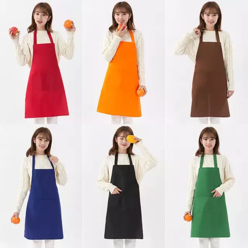 Apron Masak Celemek Masak Waterproof Bahan Kain Katun - Apron Masak Dapur Dewasa - Celemek Masak Kai