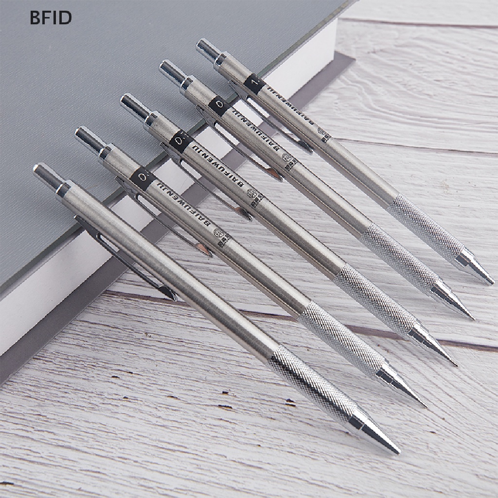 [BFID] Pensil Mekanik Bahan Metal 0.5/0.7/0.9/1.3/2.0mm Menggambar Pensil Otomatis Dengan Timbal [ID]