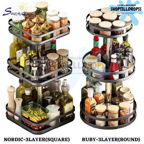 Jual NORDIC RACK RUBY RACK TROLI 3 Susun Rak Bumbu Putar Berputar