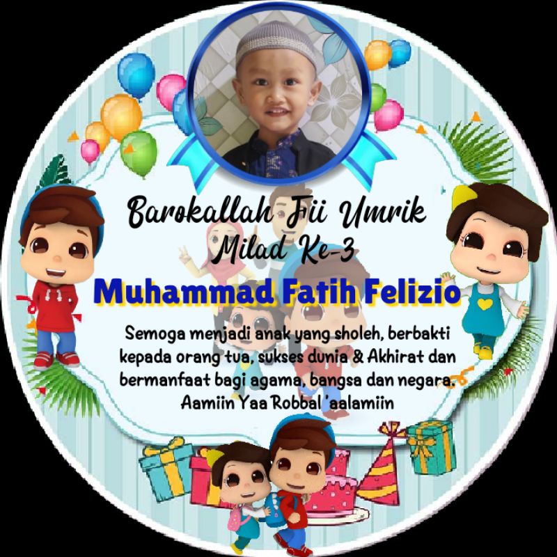 

Stiker Label Syukuran Ulang Tahun Tema Omar Hana