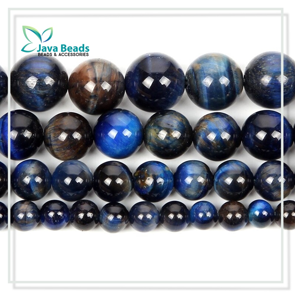 Bahan Craft Gelang Batu Agate Tiger Eye Blue