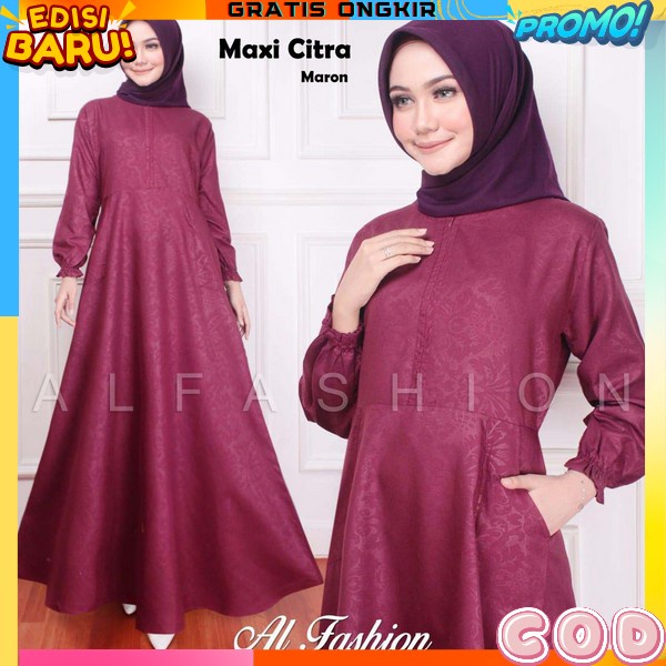 Deres Gamis Ibuibu Sarii Simpel Elegan Pakaian Pesta Kondangan Ibu2 Dress Wnta Muslimah Lengan Panja