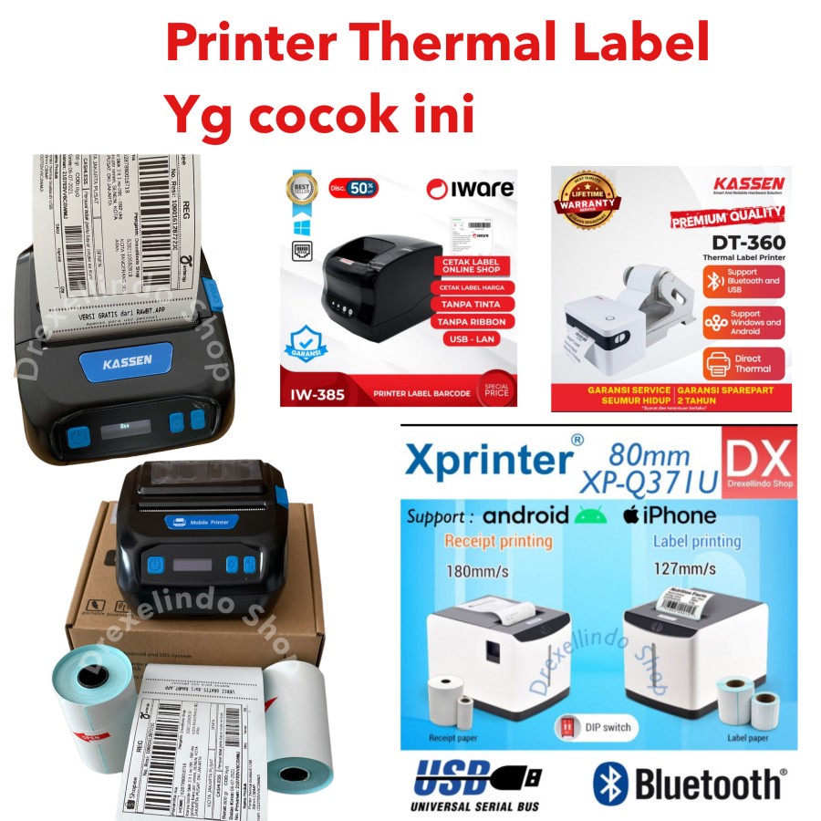 Kertas Label thermal stiker 80x50mm continuous untuk printer LABEL