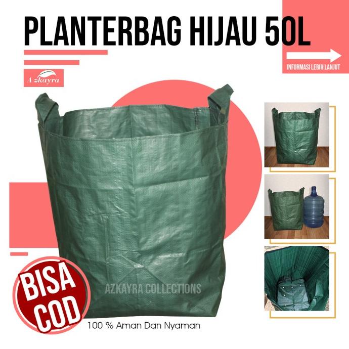 Growing Bag 50 Liter Planter Bag Hijau Pot Tanaman Bahan Karung Terpal