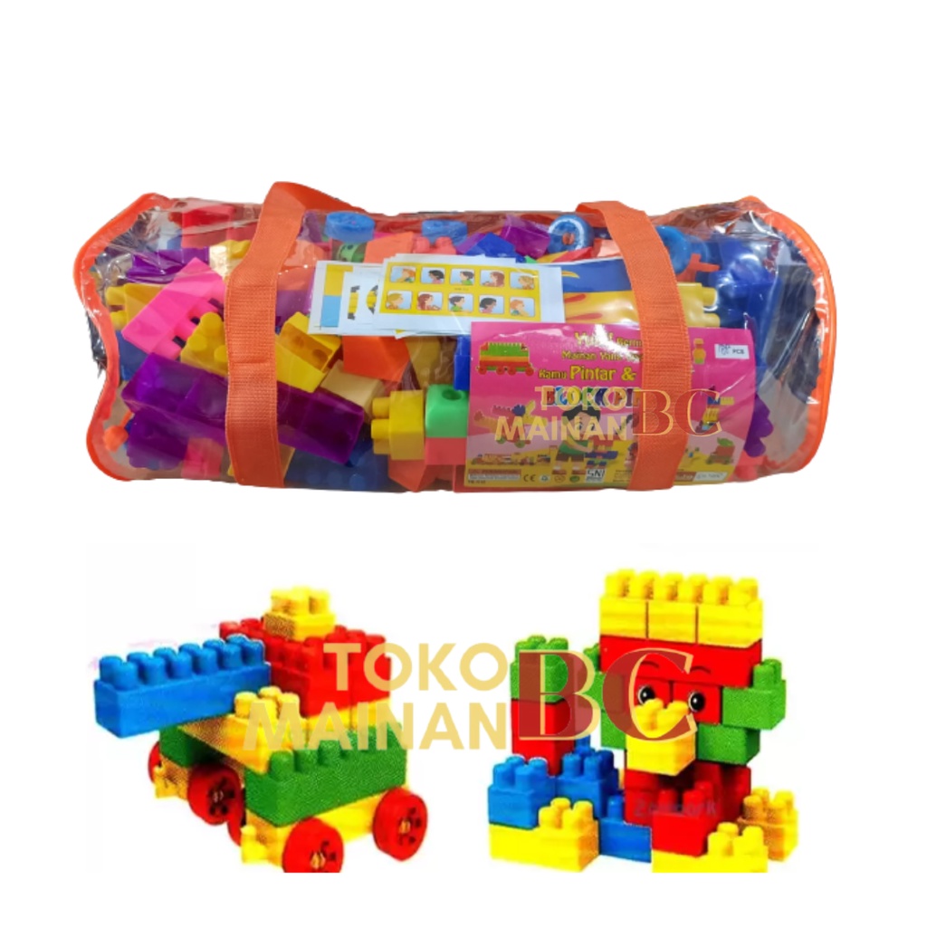 Mainan Puzzle Anak Block Pintar 188 pcs Tas Anak Puzzle Edukasi Mainan Block Set