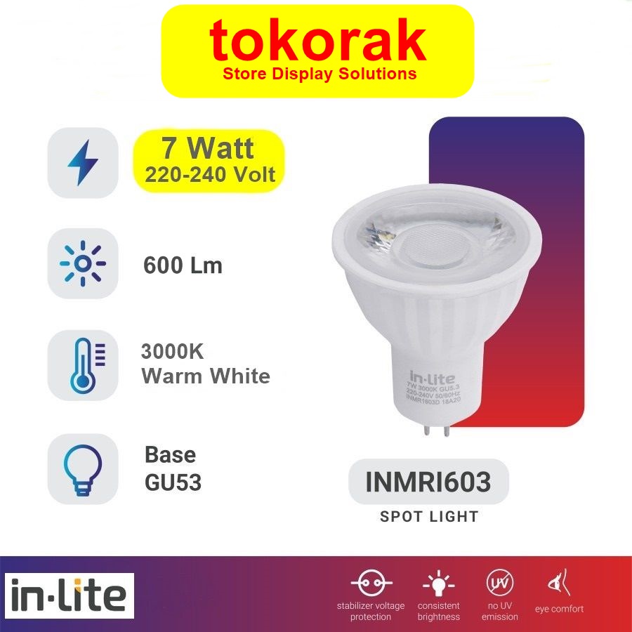 LAMPU LED 7W INLITE MR16 HALOGEN 7 W IN LITE 7WATT WATT MR 16 INMR1603