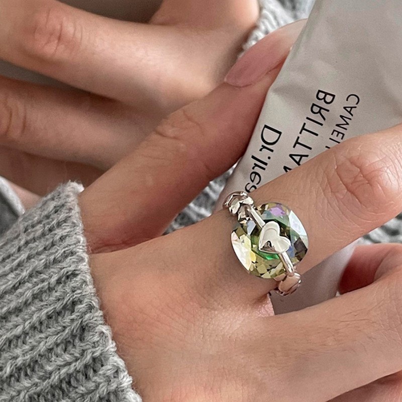 Cincin Geometris Hati Zirkon Berkilau Untuk Wanita Pasangan Vintage Punk Klasik Trendi Elegan Handmade Pesta Perhiasan Hadiah