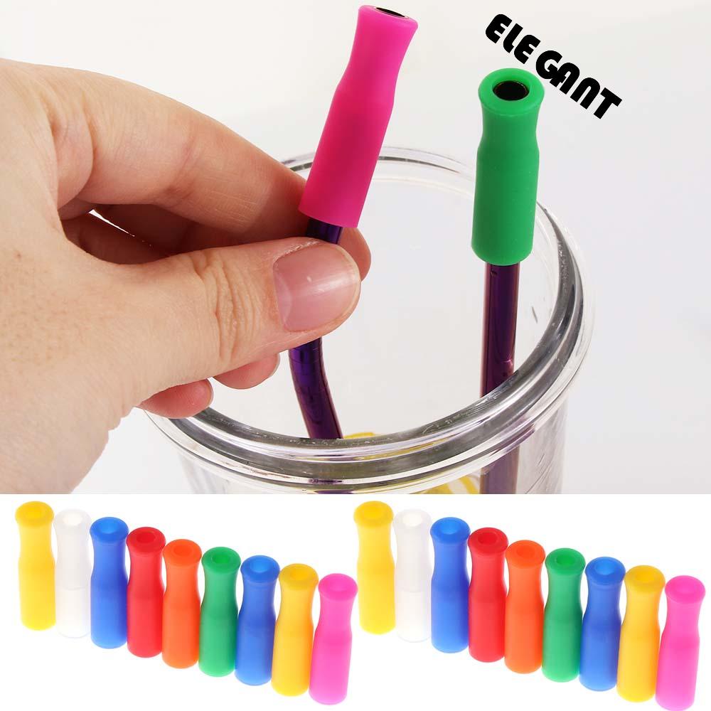 ELEGANT Reusable Straw Tip Anti Burn Bar Tool Teeth Protector Prevent Scald Fit for 6mm Wide Stainless Steel Straws Straw Cover Silicone No Rattle Supplies Party Accessories