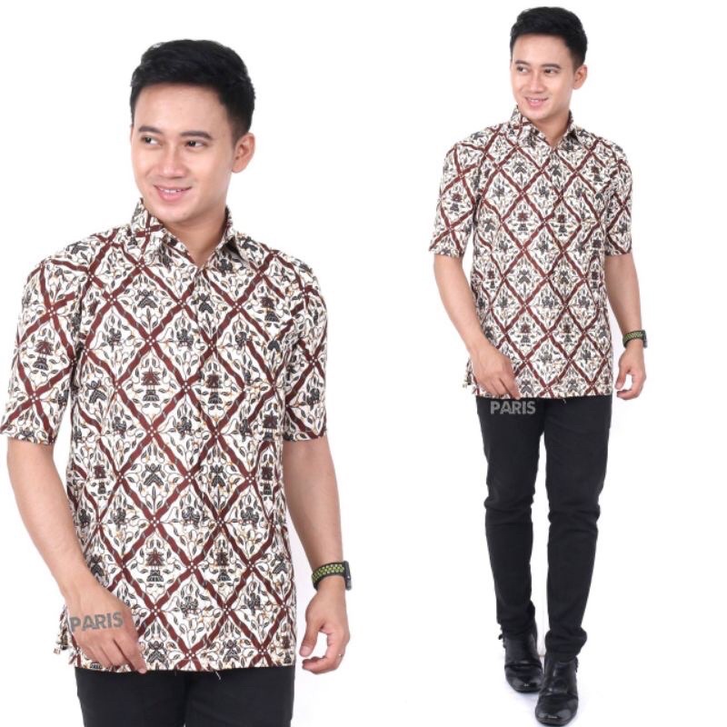 Kemeja Batik Sidomukti Putih Bledak Hem Pria