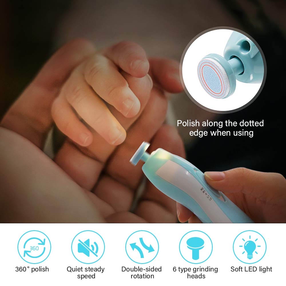 Baby Nail Trimmer Set Medicure Dan Pedicure SA2B Gunting Kuku Bayi Elektrik Dengan LED Untuk Bayi Anak Orang Dewasa  Dilengkapi Lampu dan 4 Kecepatan 2 Arah - RANDOM