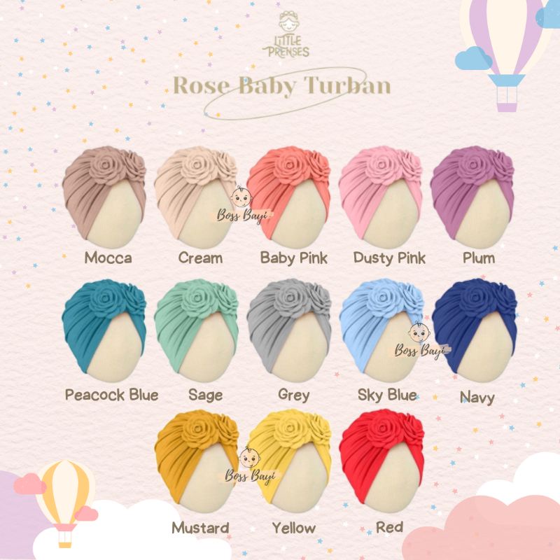 LITTLE PRENSES - Rose Baby Turban / Turban Bayi Anak Perempuan