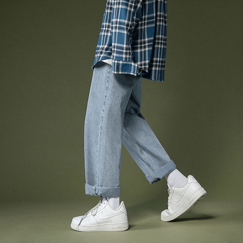 Korean style biru celana jeans pria celana panjang pria loose pants celana kulot straight jeans oversize baggy pants boyfriend jeans celana panjang cowok cutbray jeans celana panjang pria jumbo celana dasar pria2023