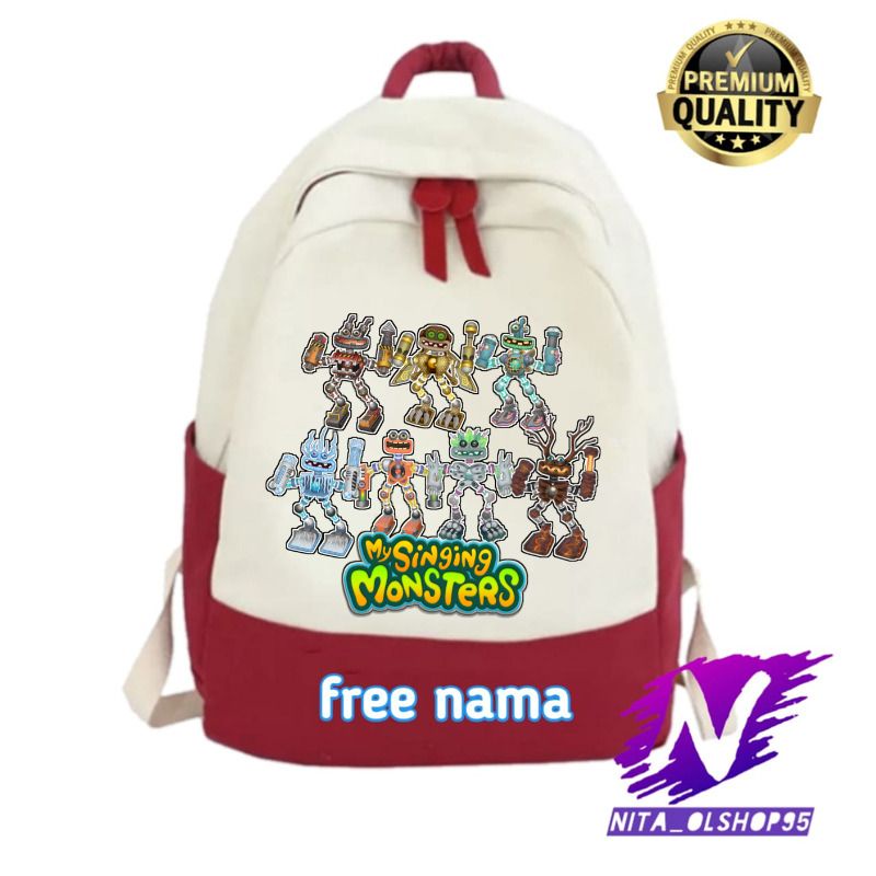 tas ransel anak sekolah sd tk mysinging monsters karakter