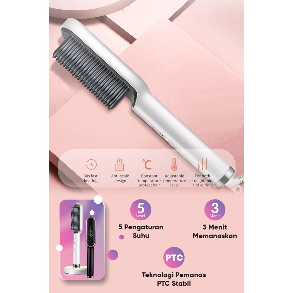 Catok sisir pelurus rambut hair strightener 2in1 pria wanita