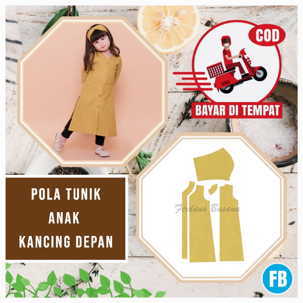 【COD】Pola Tunik Anak Perempuan NASYA- Tunik anak Kancing Depan | Pola Baju Wanita Lengkap | Pola Ins