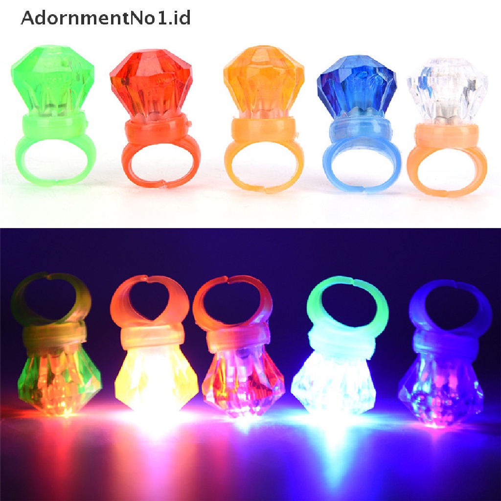 [AdornmentNo1] 5pcs LED Berkedip Cincin Jari Shiny Pesta Anak Menyala Glow in the dark Rings [ID]