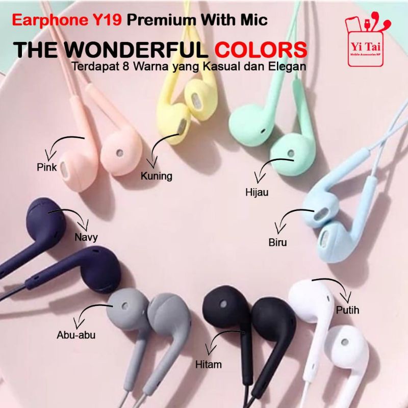 HEADSET MACARON U19 SUPER BASS - HANDSFREE JACK 3.5MM YI TAI MACARON BASS - BC