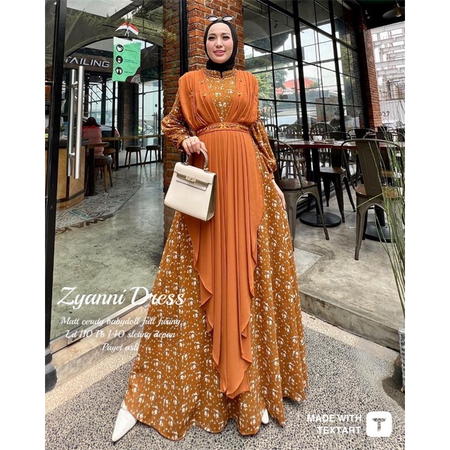 Cod Zyanni dress/gamis cantik/gamis lebaran/busana muslim/gamis ibu muda