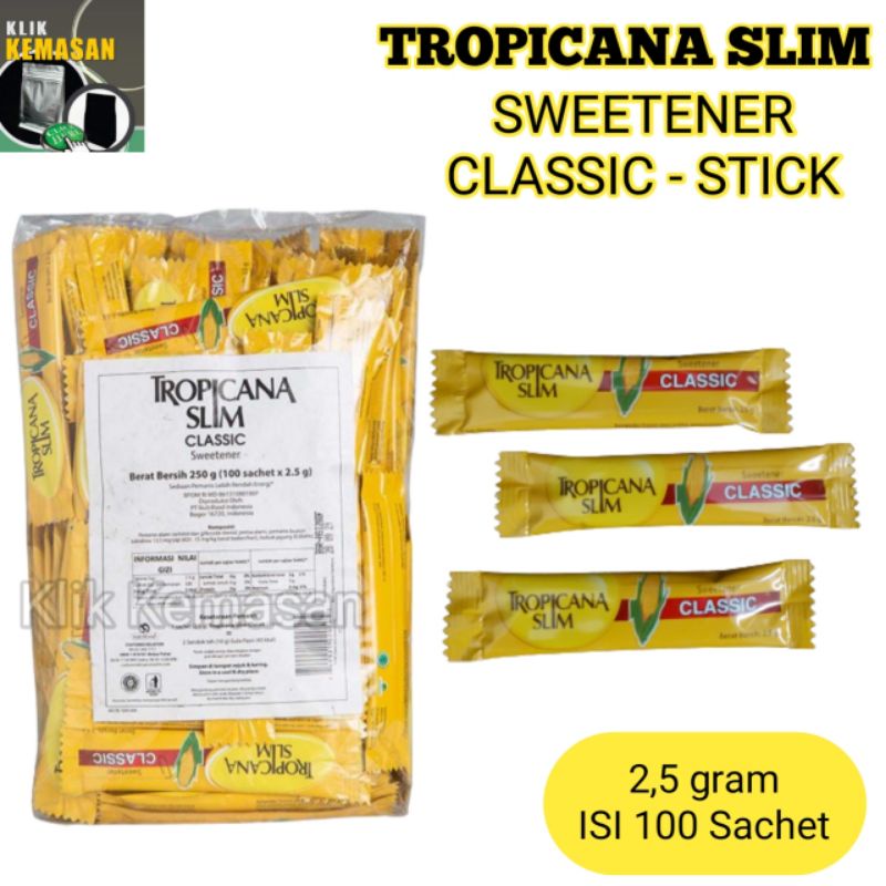 

Gula Tropicana Slim Classic Stick Sweetener 100 Sachet Gula diet rendah kalori Tropicana Slim sweetener classic stick