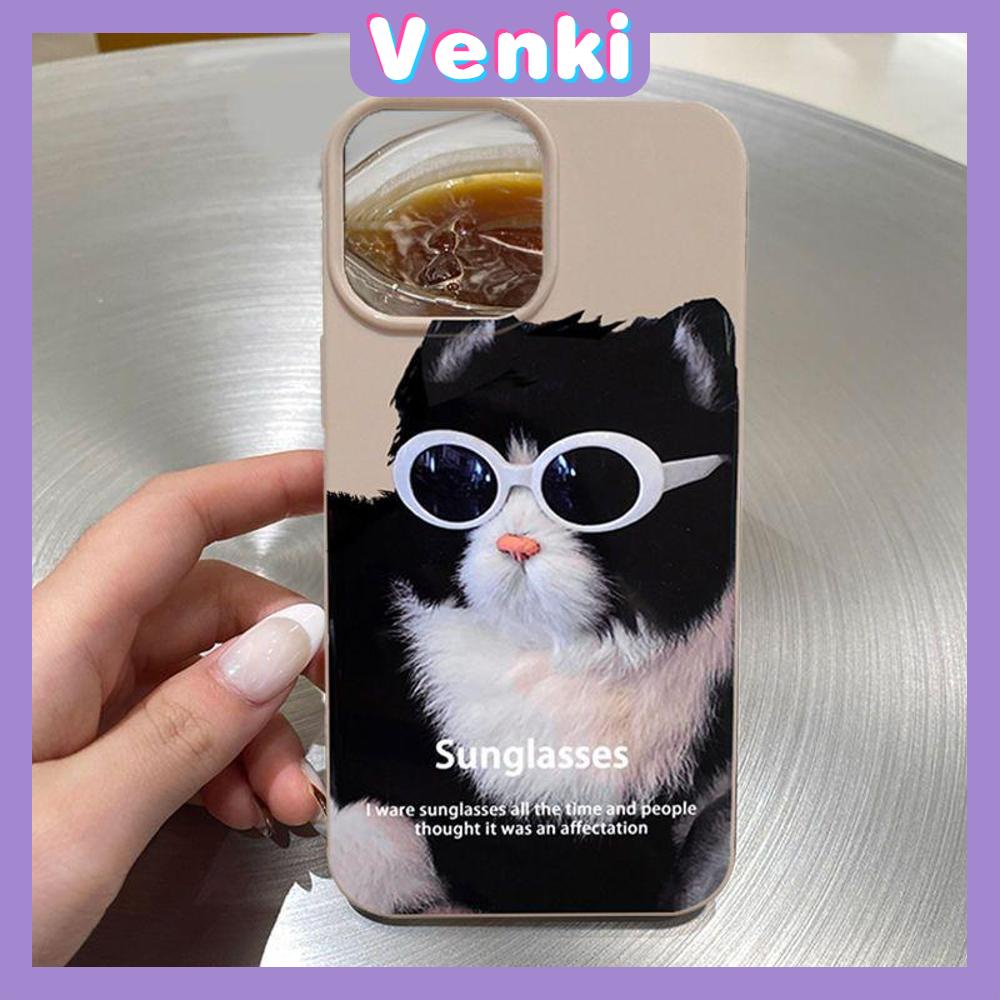 Case For iPhone 14 Pro Max Soft TPU Candy Case Cute Sunglasses Cat Glossy Khaki Back Cover Camera Protection Shockproof For iPhone 13 12 11 Pro Max 7 8 Plus X XR