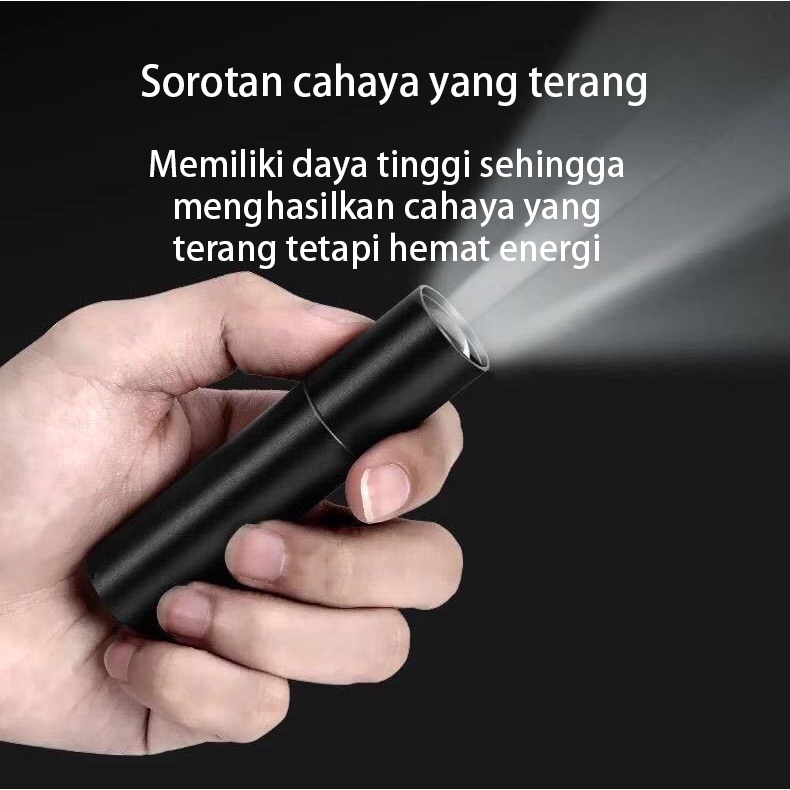 Lampu Senter LED Mini Portable Teleskopis USB Recharge Anti Air Multifungsi