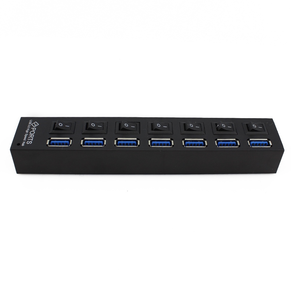 Usb 3.0 Hub Multi USB Splitter USB 3hab Menggunakan Power Adapter Hub USB 3.0 7port Expander Dengan Lampu LED Dan Saklar Untuk Aksesoris Komputer PC