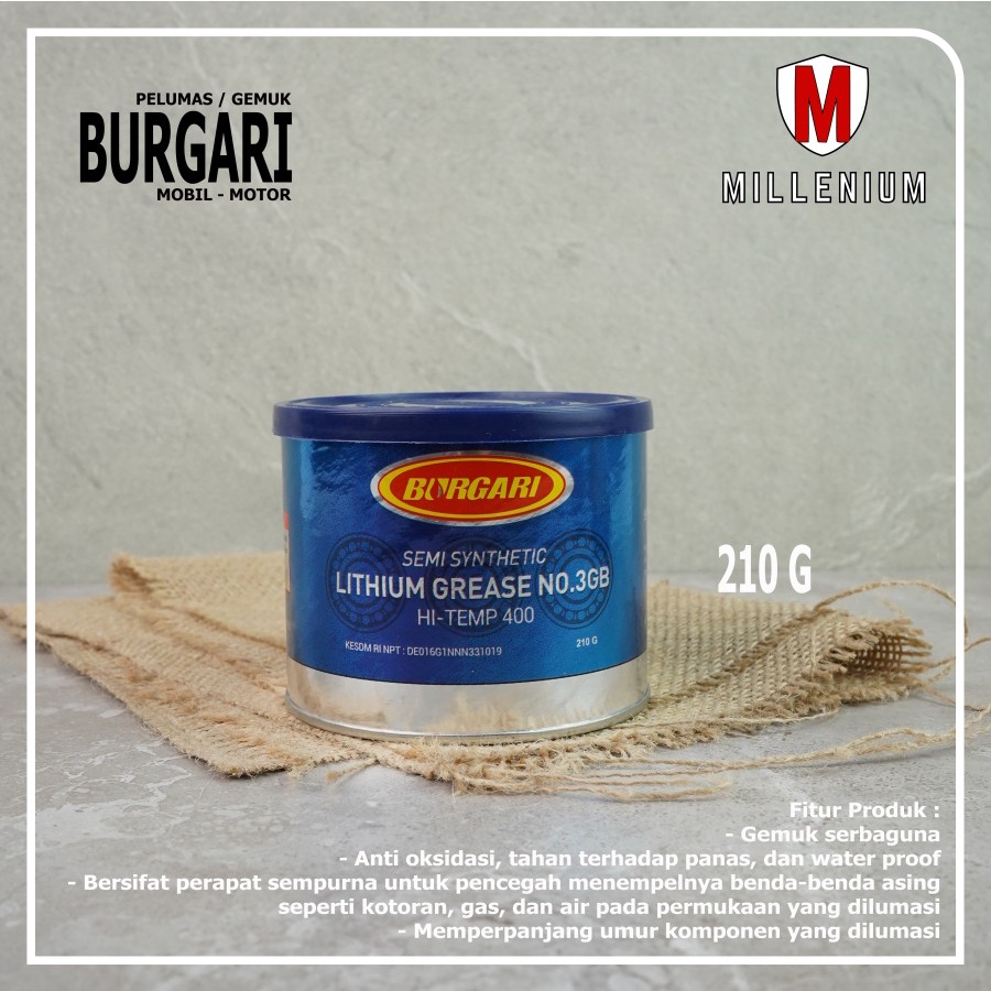 GEMUK SEMI SYNTHETIC HI-TEMP 400 EP - BURGARI LITHIUM BLUE GREASE 210G