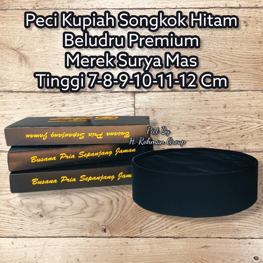 Peci Hitam Surya Mas Non Ac Songkok Kopiah Nasional Tinggi 8 9 10 Cm Motif Peci Manis