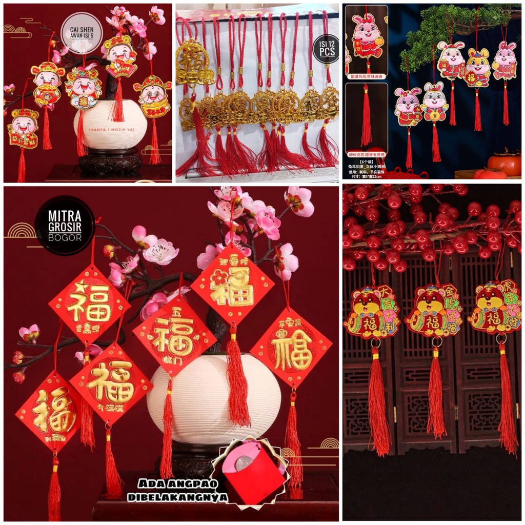 [READY] Gantungan Hiasan Imlek Pohon Sakura Meihwa Rabbit 2023 / Lampion Angpao Gantung Fu Cai Shen Pohon Mei Hua MeiHua Sincia Tahun Tiger Harimau Mini