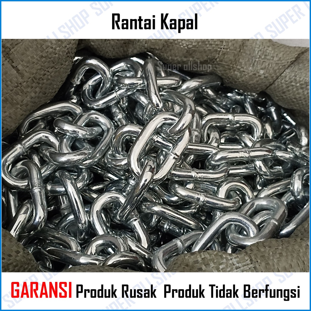 Rantai Kapal 3/8 9 MM / Rantai Besi Besar 9 MM / Harga Rantai Kapal Besi Meteran / Rantai Besi Galvanis 9 mm/Rante Besi 9 mm Eceran