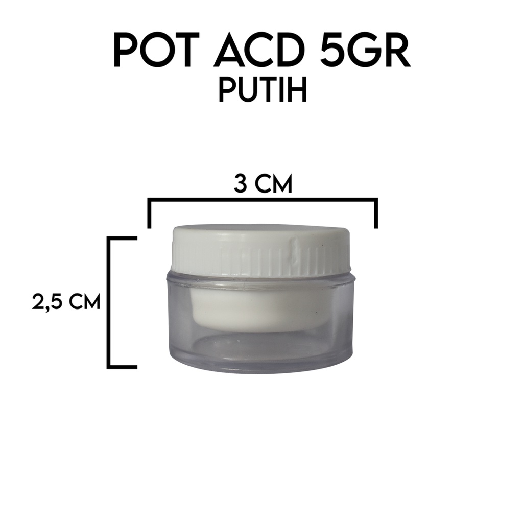 Pot acd 5gr putih / pot acrylic 5gr