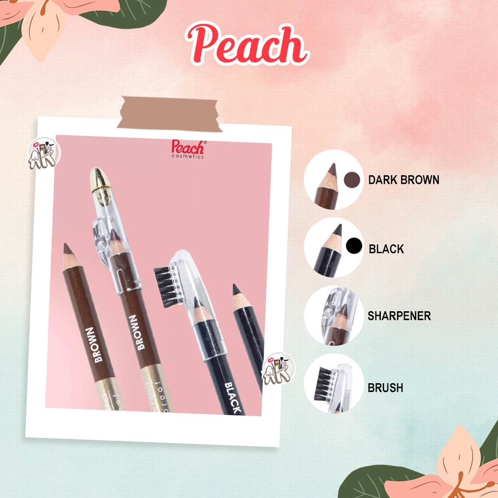 PEACH EYEBROW PENCIL 2IN1 BLACK &amp; BROWN / PENSIL ALIS 2IN1