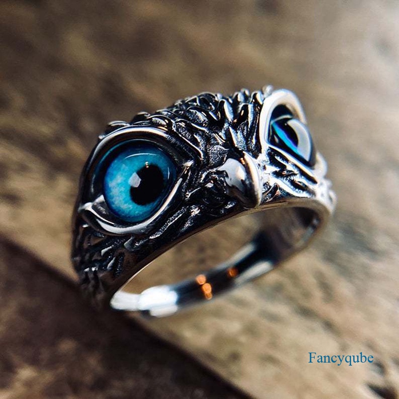 Cincin Mata Burung Hantu Setan Untuk Wanita Gadis Pecinta Retro Hewan925 Sterling Silver Rings