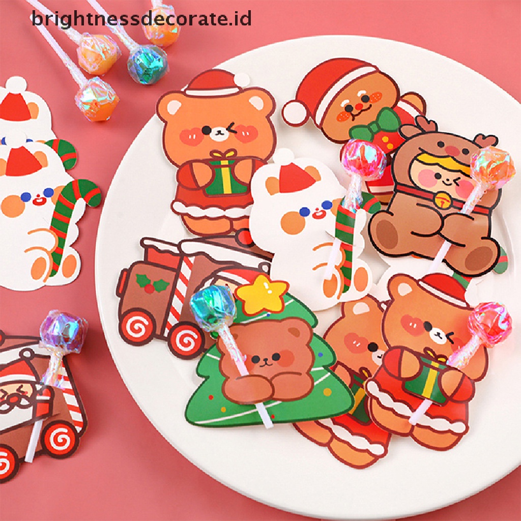 [Birth] 5pcs Kartun Kartu Lollipop Dekorasi Natal Hadiah Natal Tahun Baru [ID]