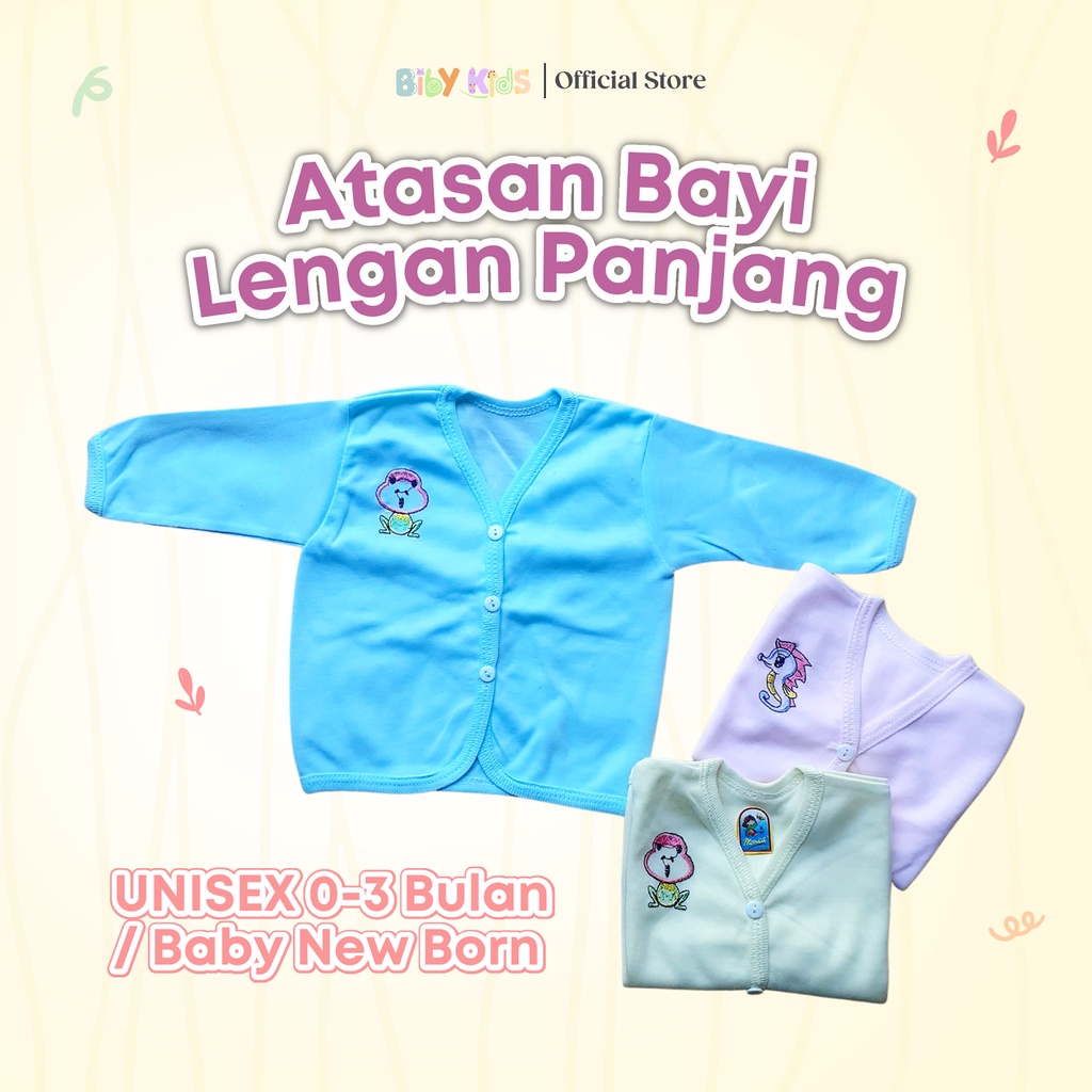 Baju Bayi Newborn Laki Laki Perempuan Baru Lahir Atasan Lengan Panjang Pakaian Baby 0-3 Bulan