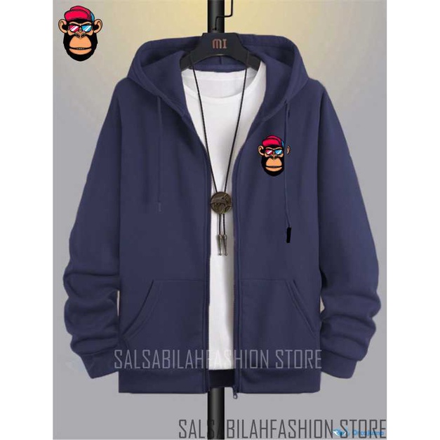 Jaket Distro Zipper - Jaket Sweater Hoodie Resleting Pria MONKEY