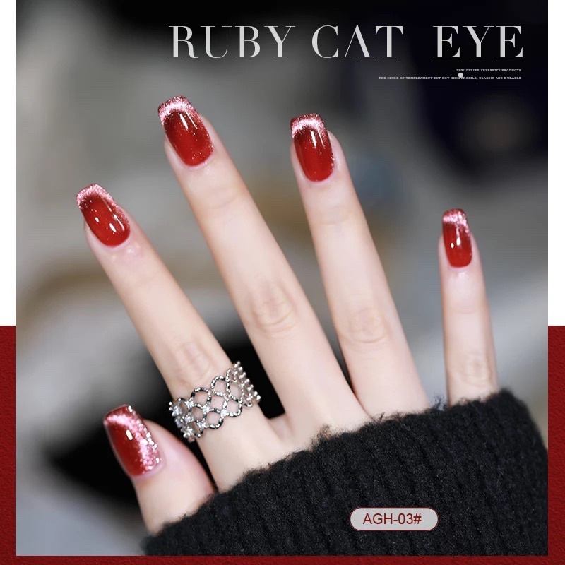 [FLASHES] AGH Ruby Cat Eye NAILS POLISH GEL KUTEK GEL 15ml Soak Off UV Gel