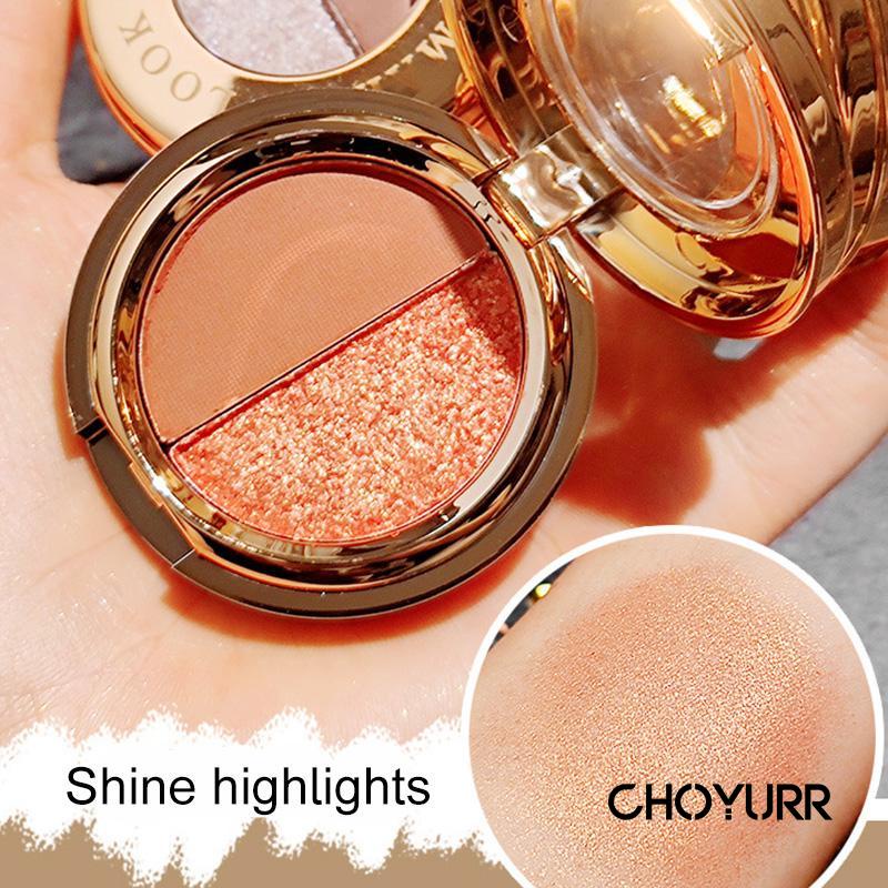 【COD】Eyeshadow Palette Highlighter 2 Warna Pigmented Kombinasi Glitter Eyeshadow Waterproof Makeup Original-CH