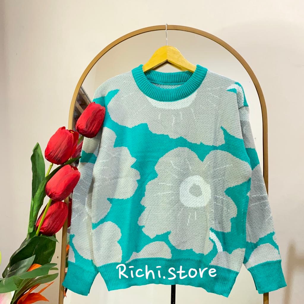 NAMIMA SWEATER RAJUT OVERSIZE MOTIF BUNGA