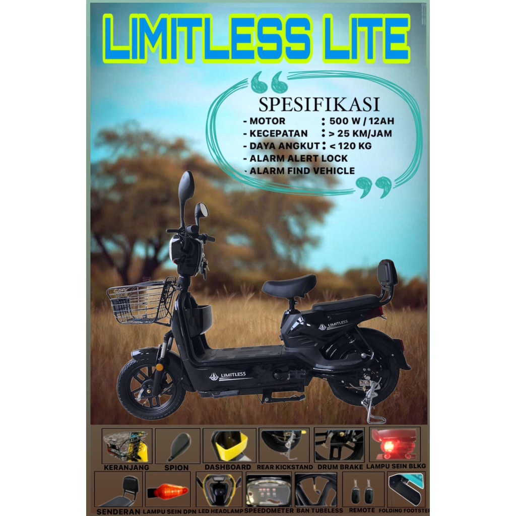 SEPEDA LISTRIK LIMITLESS LITE / ELEKTRIK BIKE AKI CAS / SEPEDA LISTRIK