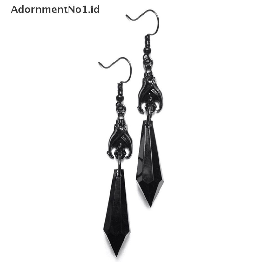 [AdornmentNo1] Anting Kelelawar Hitam Dengan Manik-Manik Teardrop Merah, Anting, Perhiasan Gotik, Perhiasan Alternatif, Hadiah Gotik Untuknya, Kekasih Kelelawar, Halloween [ID]