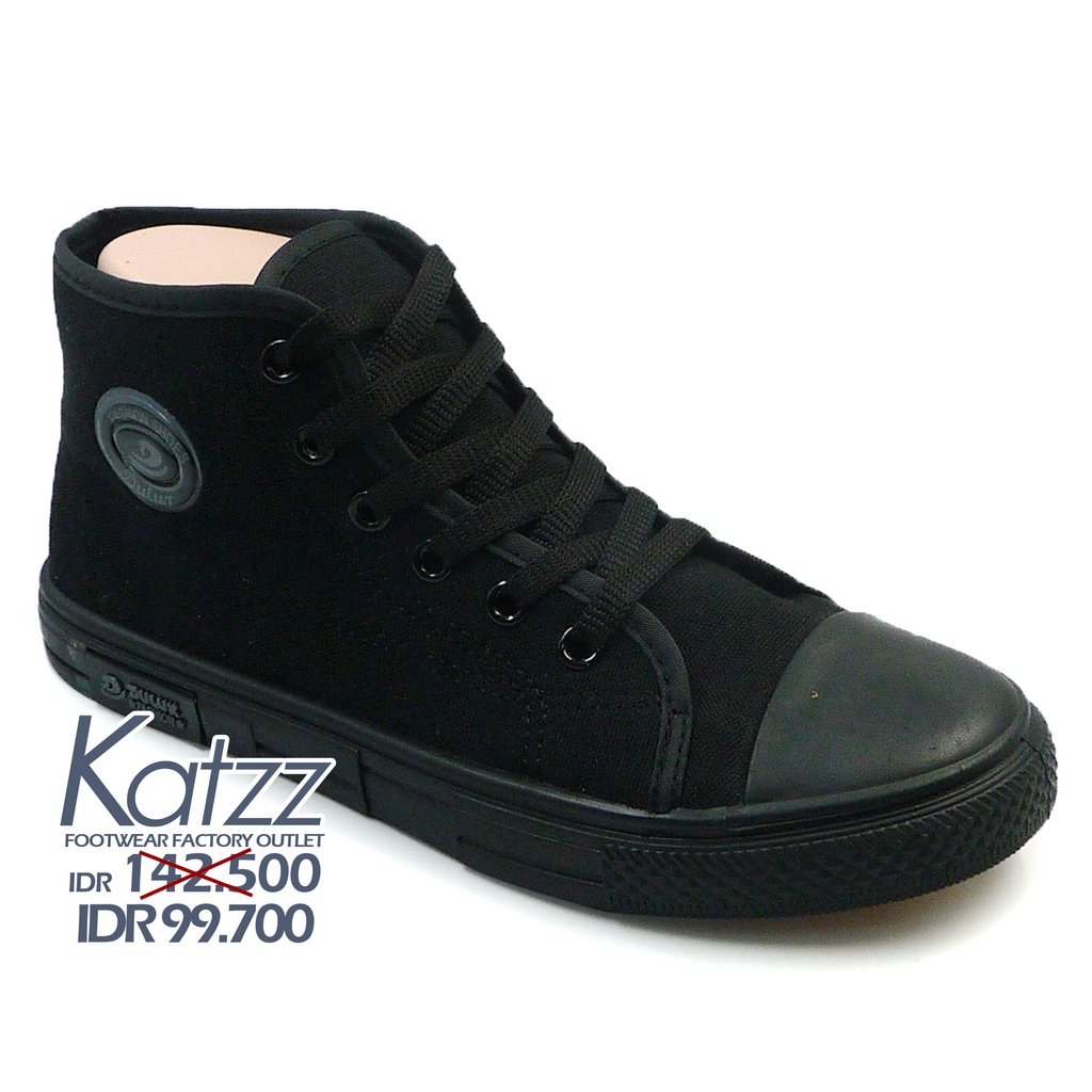 Katzz - Sepatu Sekolah SD SMP SMA / Sepatu Sekolah Tali Kanvas Model All Star 32 - 43 / Sepatu Sekolah Tinggi Model Casual [Katzz SCH 08 BX 1061 Hitam]