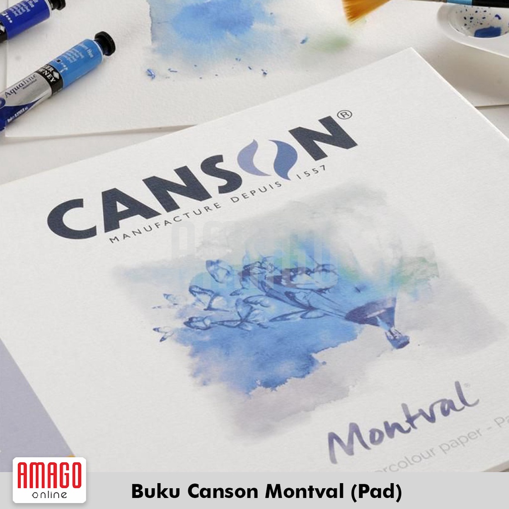 Buku CANSON Montval - 12 sheets - Ukuran 24x32 cm Coldl Pressed - 300g (Pad) - 200807319